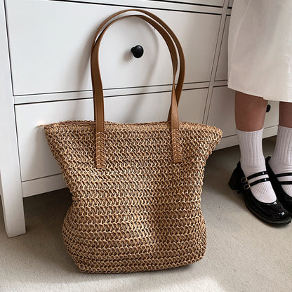 Handmade crochet straw knit woven summer bag for women from the summer collection