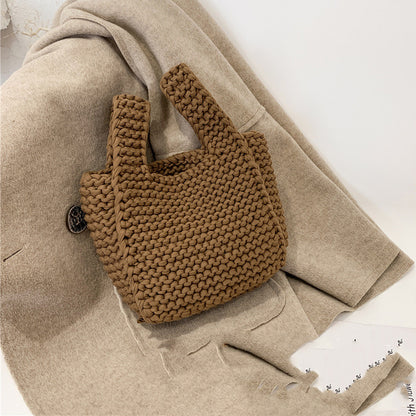 Handmade crochet straw knit woven summer bag for women from the summer collection