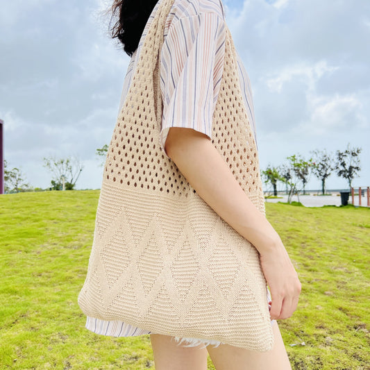 Handmade crochet straw knit woven summer bag for women from the summer collection