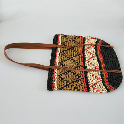 Handmade crochet straw knit woven summer bag for women from the summer collection
