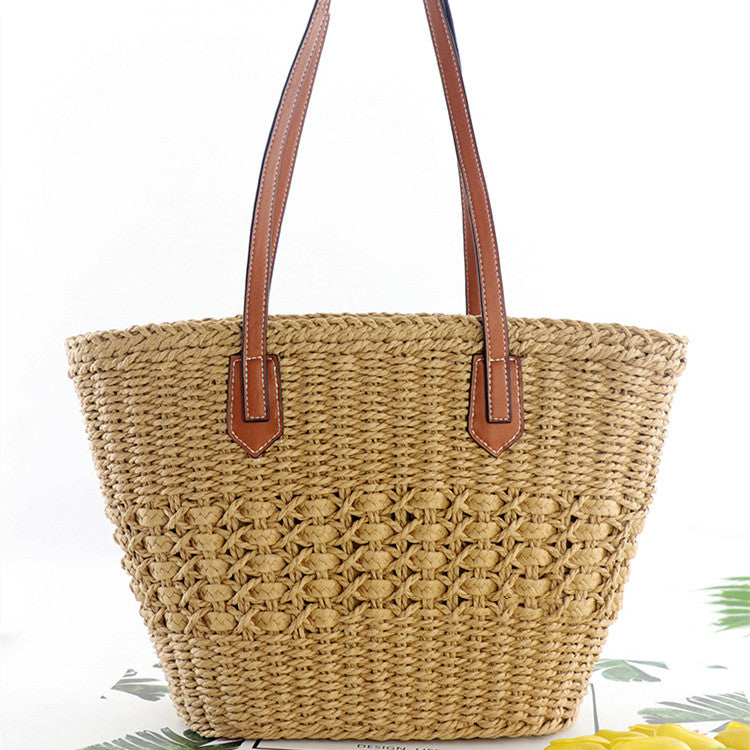 Handmade crochet straw knit woven summer bag for women from the summer collection