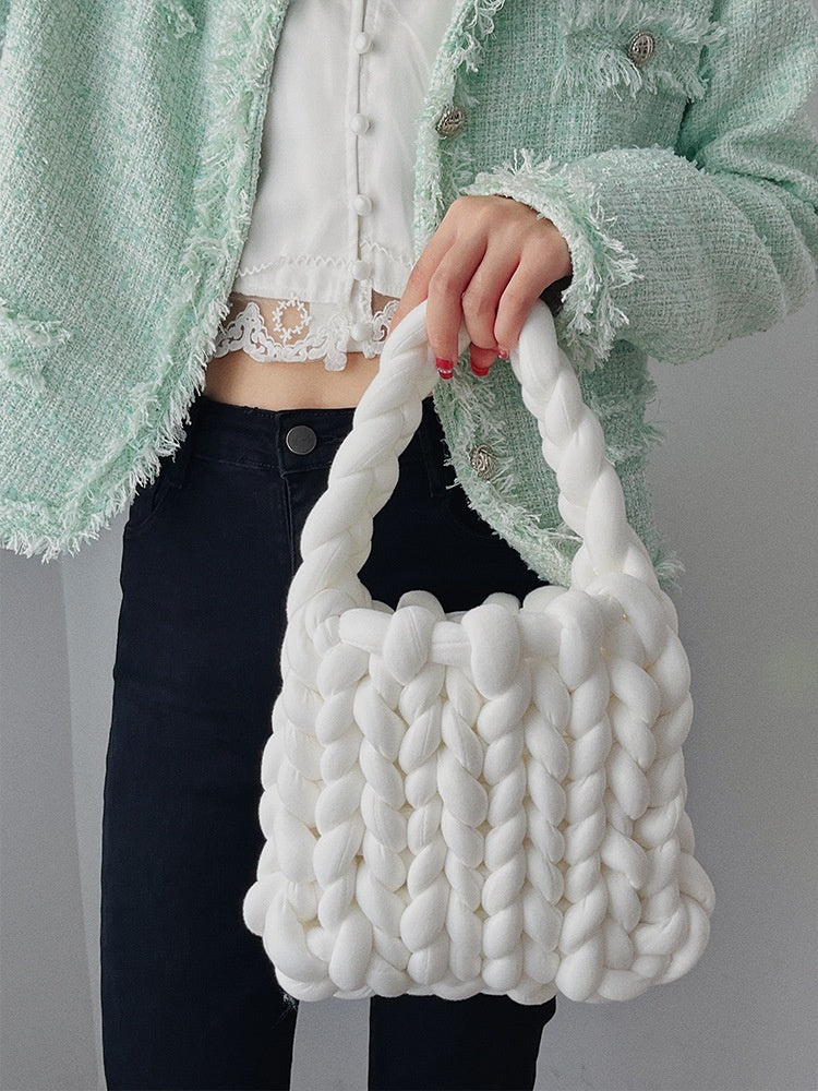 Handmade crochet straw knit woven summer bag for women from the summer collection