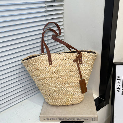 Handmade crochet straw knit woven summer bag for women from the summer collection