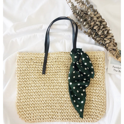 Handmade crochet straw knit woven summer bag for women from the summer collection