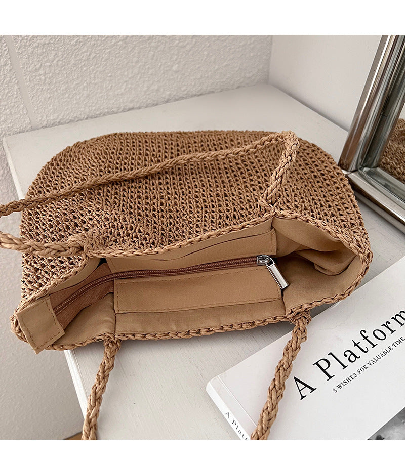 Handmade crochet straw knit woven summer bag for women from the summer collection