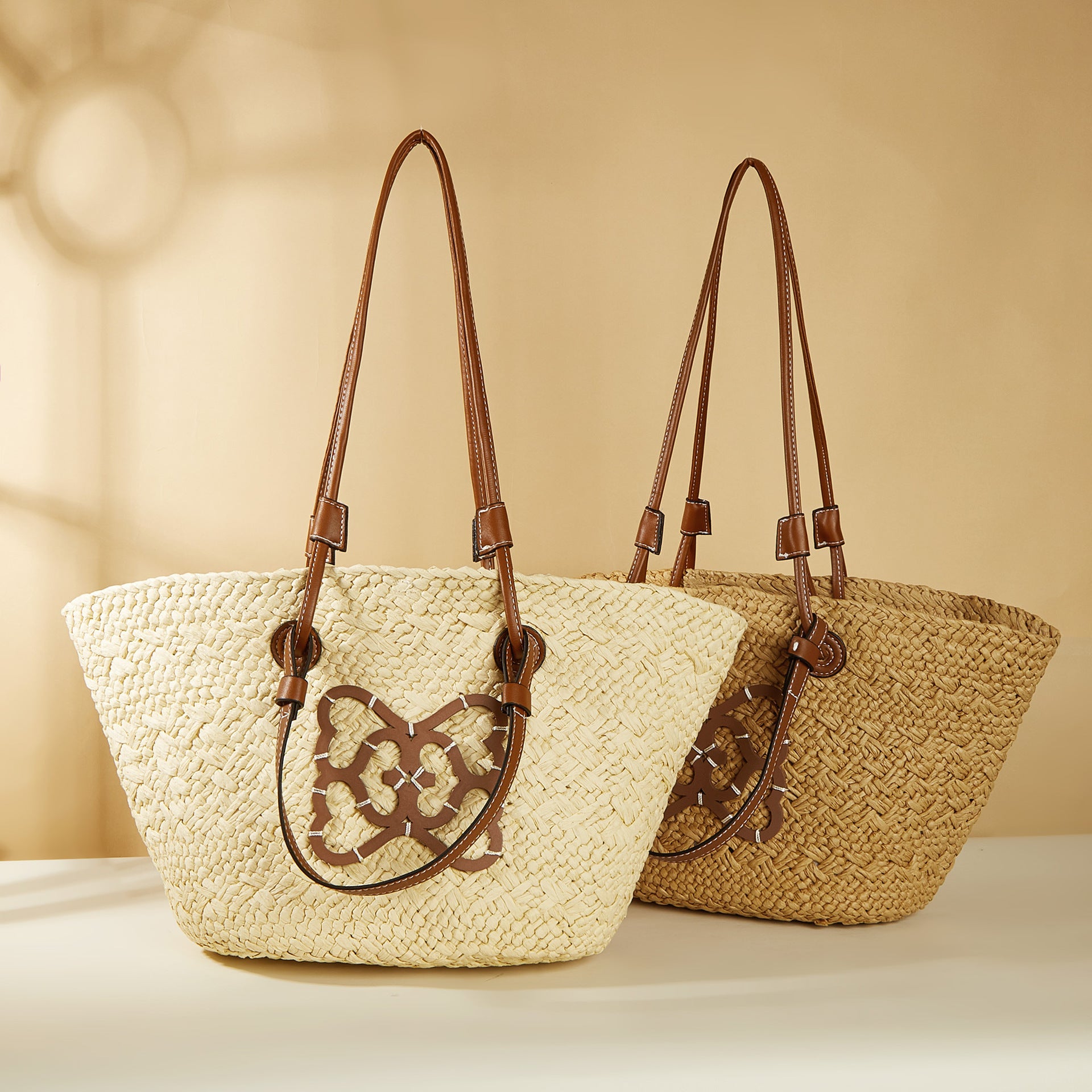Handmade crochet straw knit woven summer bag for women from the summer collection