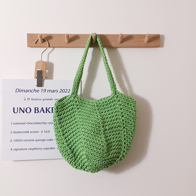 Handmade crochet straw knit woven summer bag for women from the summer collection
