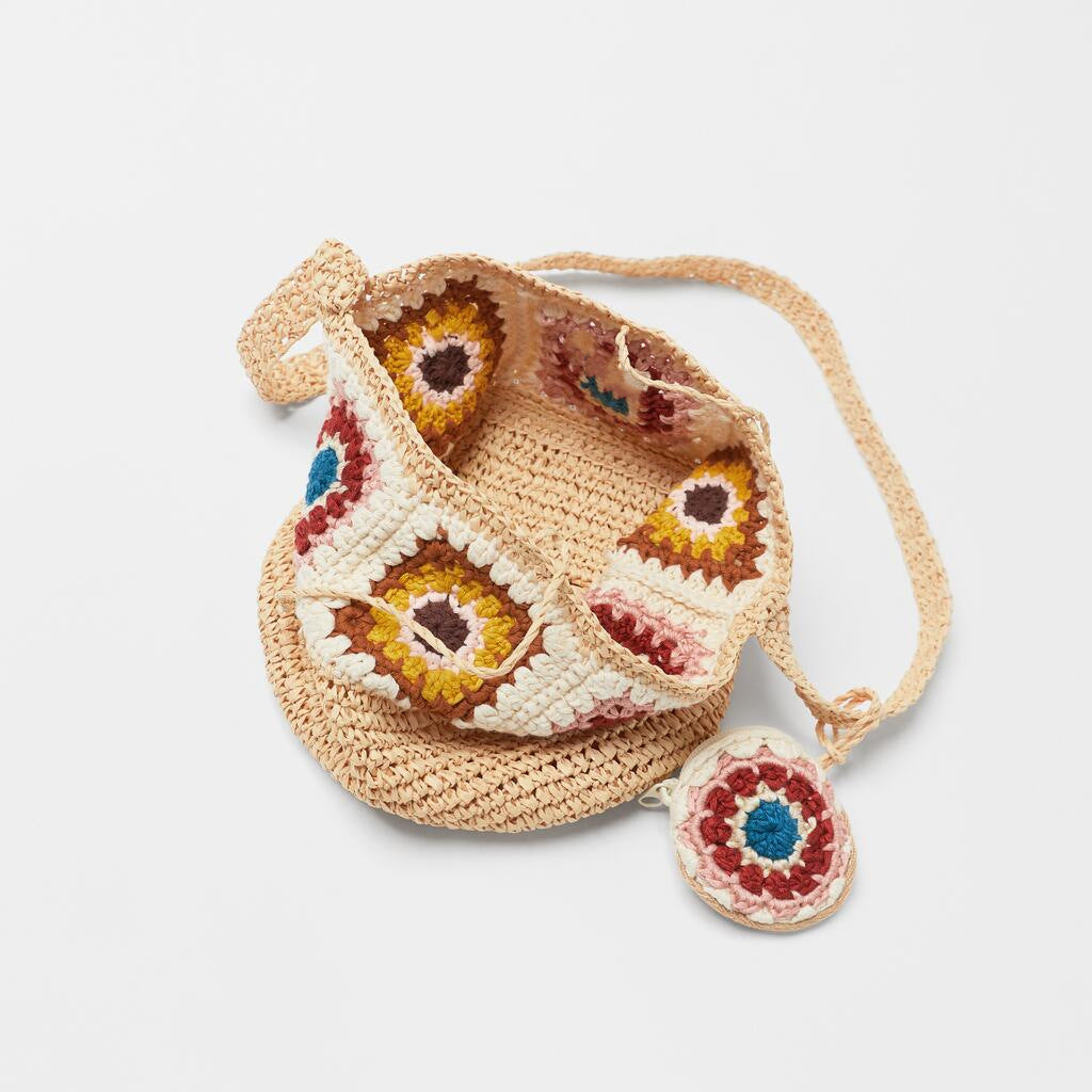 Handmade crochet straw knit woven summer bag for women from the summer collection