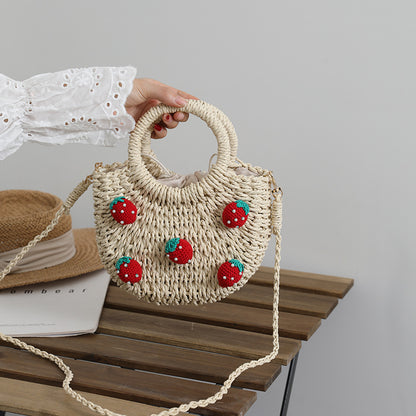 Handmade crochet straw knit woven summer bag for women from the summer collection