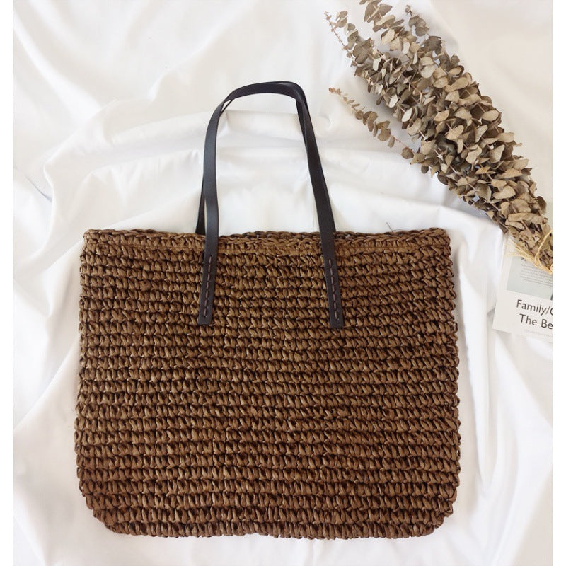Handmade crochet straw knit woven summer bag for women from the summer collection