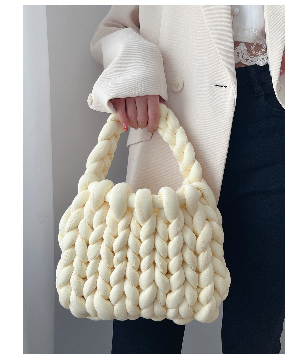 Handmade crochet straw knit woven summer bag for women from the summer collection