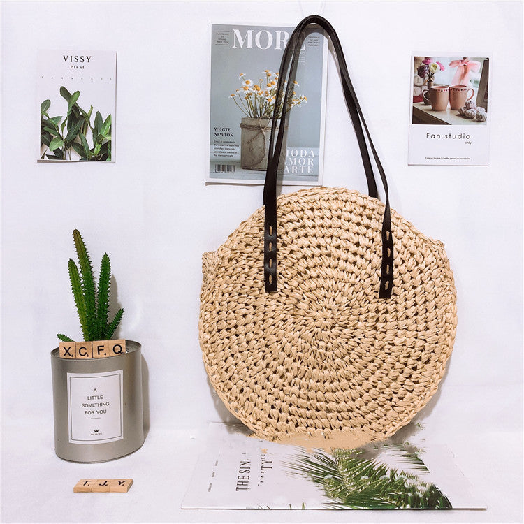Handmade crochet straw knit woven summer bag for women from the summer collection
