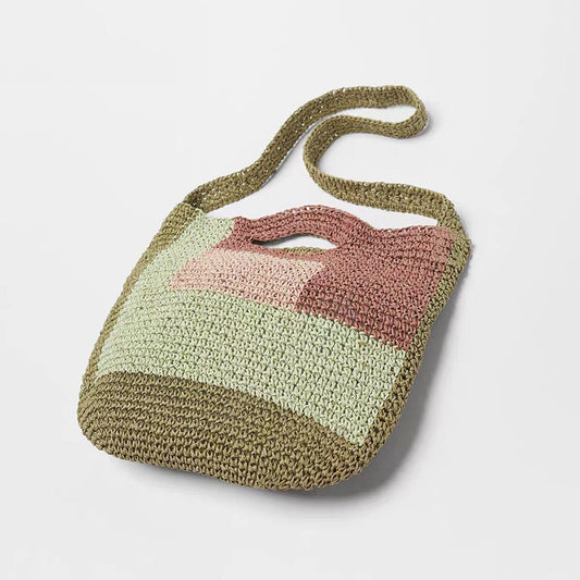 Handmade crochet straw knit woven summer bag for women from the summer collection