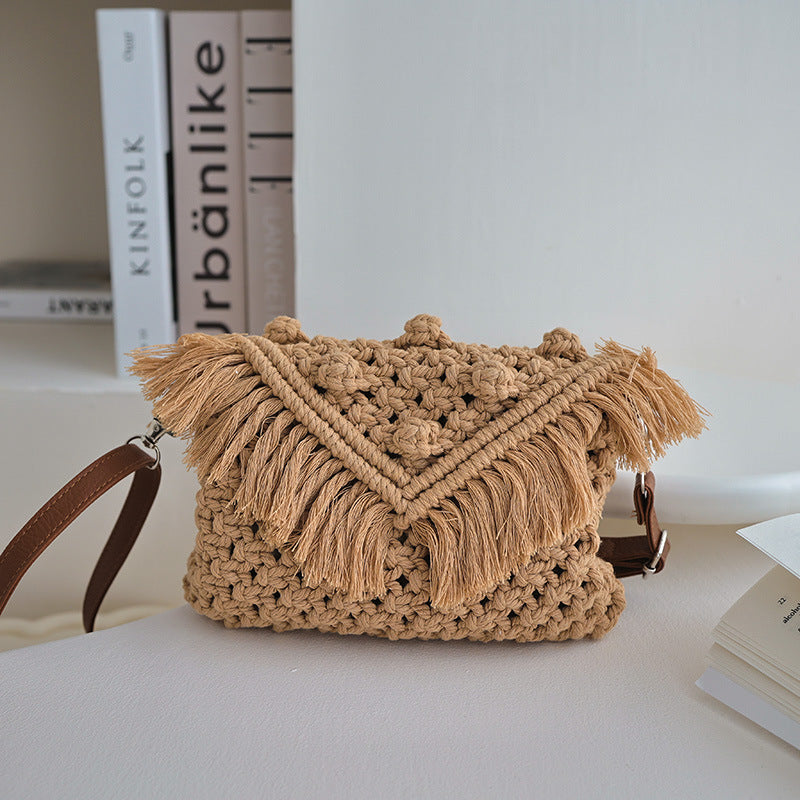 Handmade crochet straw knit woven summer bag for women from the summer collection