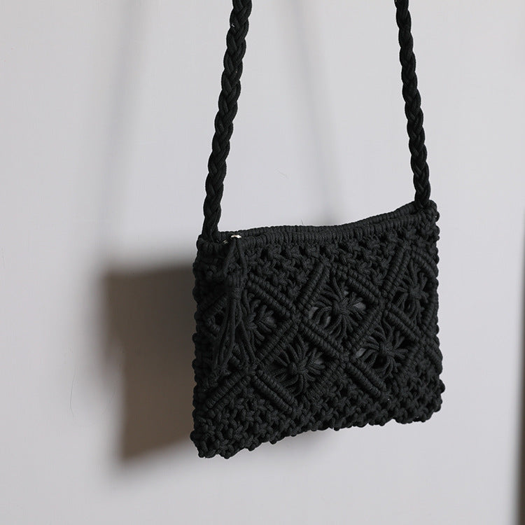 Handmade crochet straw knit woven summer bag for women from the summer collection