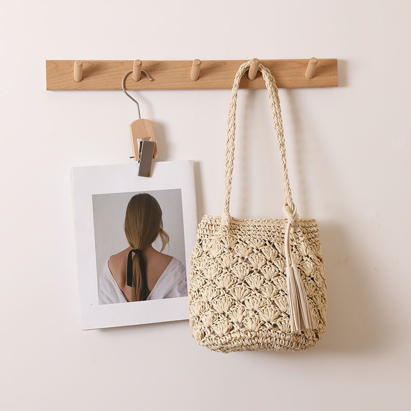 Handmade crochet straw knit woven summer bag for women from the summer collection
