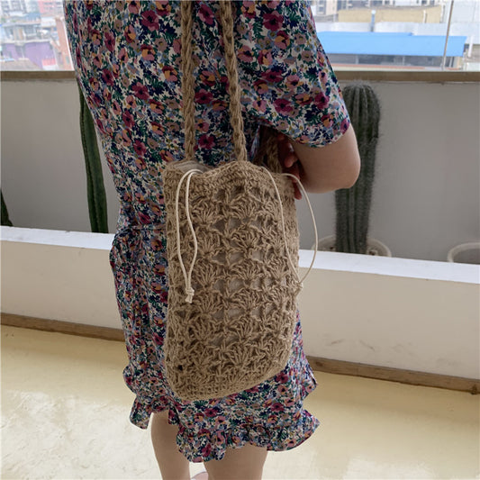 Handmade crochet straw knit woven summer bag for women from the summer collection