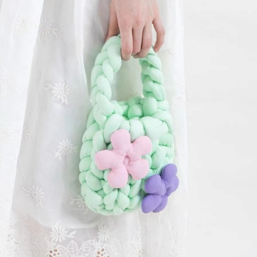Handmade crochet straw knit woven summer bag for women from the summer collection