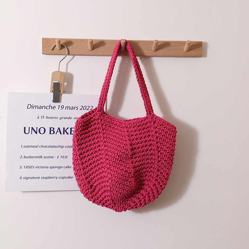 Handmade crochet straw knit woven summer bag for women from the summer collection