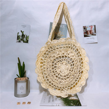 Handmade crochet straw knit woven summer bag for women from the summer collection