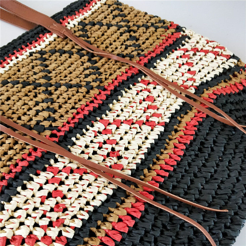 Handmade crochet straw knit woven summer bag for women from the summer collection