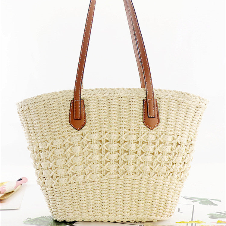 Handmade crochet straw knit woven summer bag for women from the summer collection