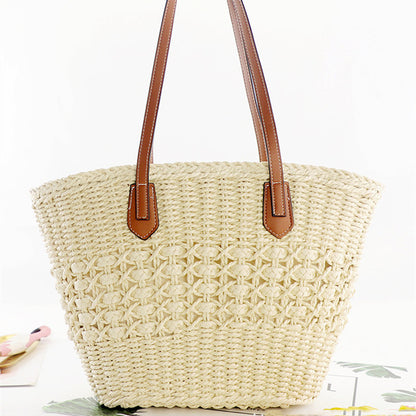 Handmade crochet straw knit woven summer bag for women from the summer collection