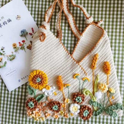 Handmade crochet straw knit woven summer bag for women from the summer collection