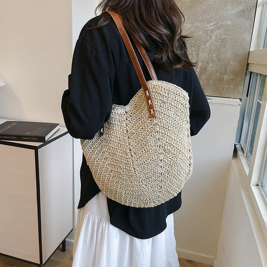 Handmade crochet straw knit woven summer bag for women from the summer collection