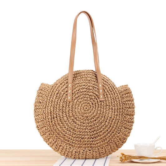 Handmade crochet straw knit woven summer bag for women from the summer collection