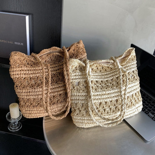 Handmade crochet straw knit woven summer bag for women from the summer collection