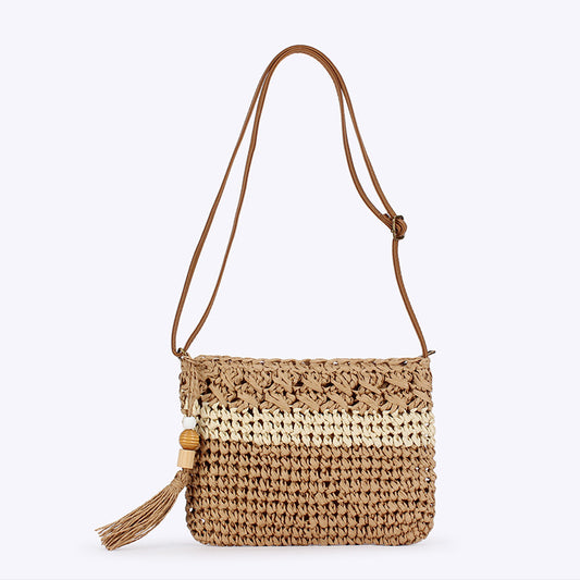 Handmade crochet straw knit woven summer bag for women from the summer collection