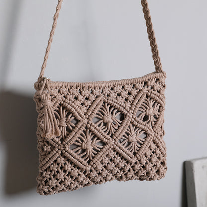 Handmade crochet straw knit woven summer bag for women from the summer collection