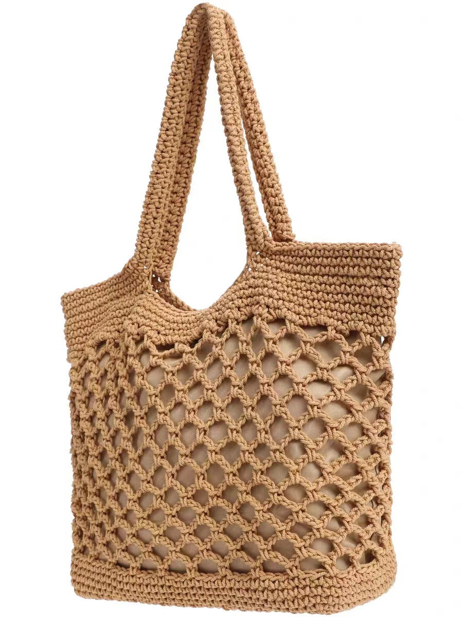 Handmade crochet straw knit woven summer bag for women from the summer collection