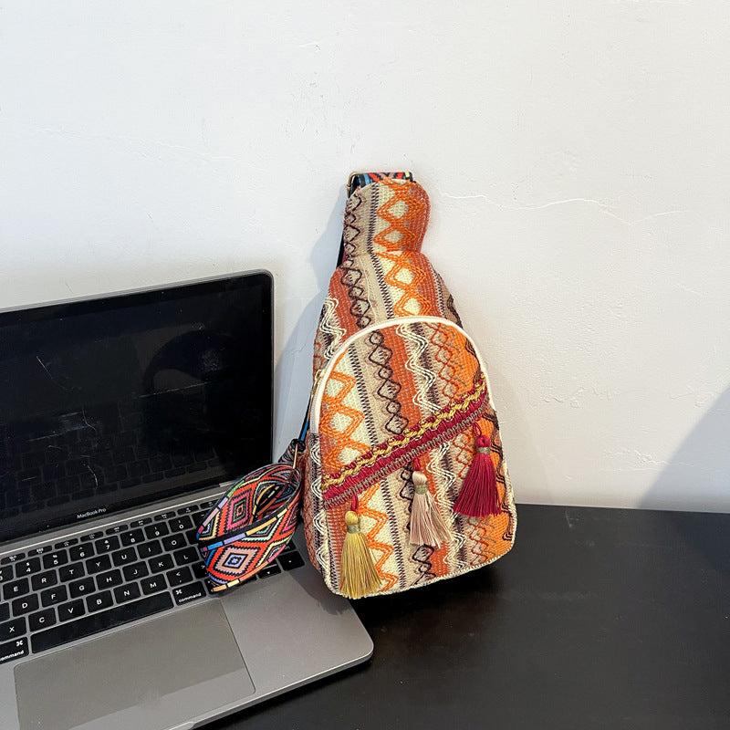 Handmade crochet straw knit woven summer bag for women from the summer collection