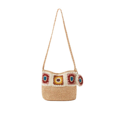 Handmade crochet straw knit woven summer bag for women from the summer collection