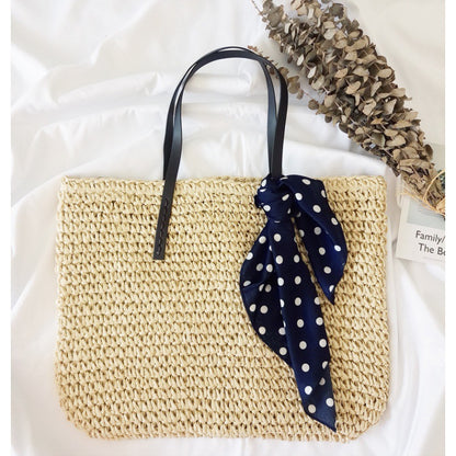 Handmade crochet straw knit woven summer bag for women from the summer collection