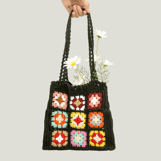 Handmade crochet straw knit woven summer bag for women from the summer collection
