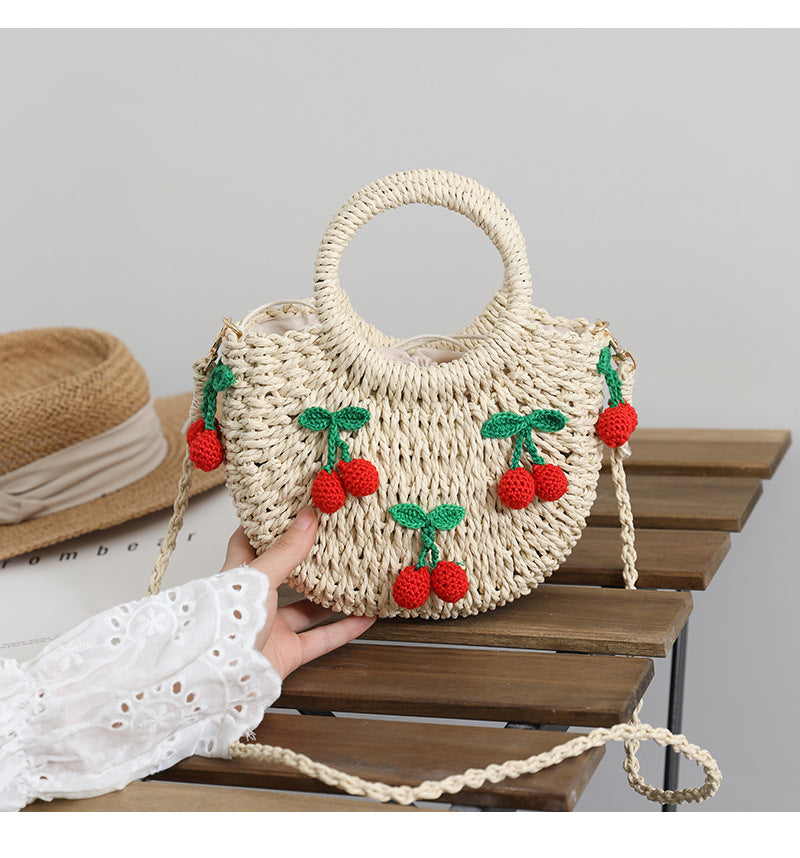 Handmade crochet straw knit woven summer bag for women from the summer collection