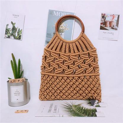 Handmade crochet straw knit woven summer bag for women from the summer collection