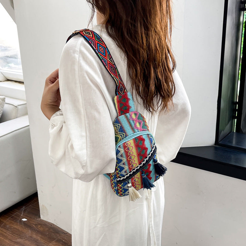 Handmade crochet straw knit woven summer bag for women from the summer collection