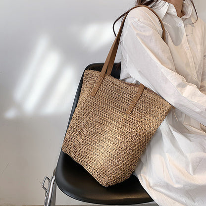Handmade crochet straw knit woven summer bag for women from the summer collection