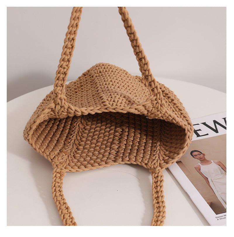Handmade crochet straw knit woven summer bag for women from the summer collection
