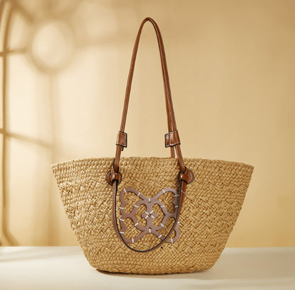 Handmade crochet straw knit woven summer bag for women from the summer collection