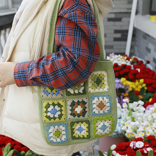 Handmade crochet straw knit woven summer bag for women from the summer collection