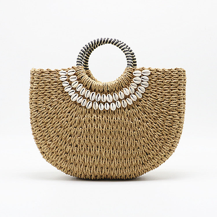 Handmade crochet straw knit woven summer bag for women from the summer collection