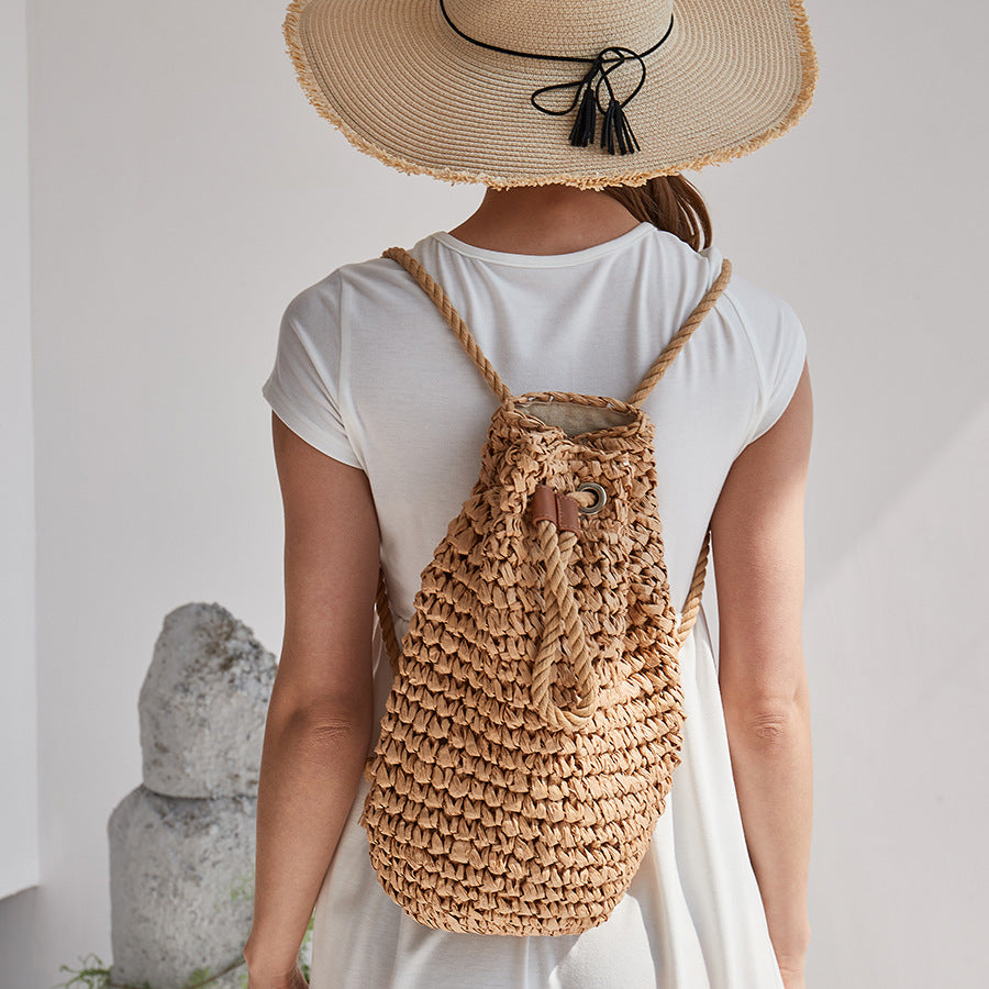 Handmade crochet straw knit woven summer bag for women from the summer collection