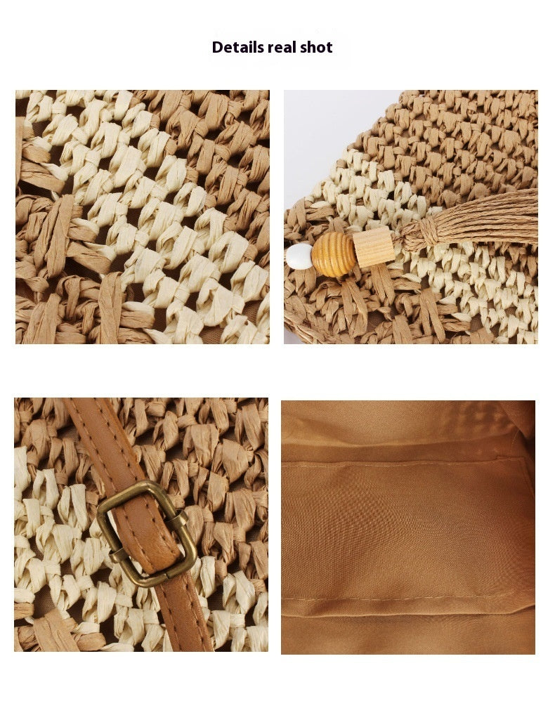 Handmade crochet straw knit woven summer bag for women from the summer collection