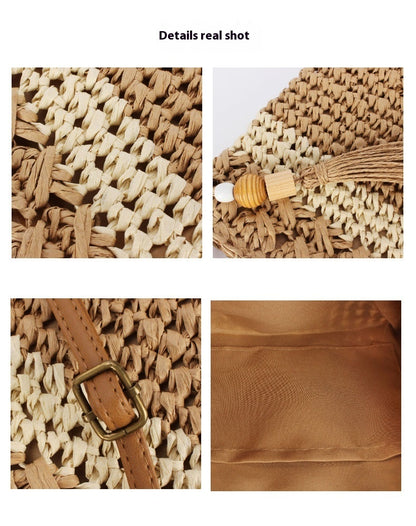 Handmade crochet straw knit woven summer bag for women from the summer collection