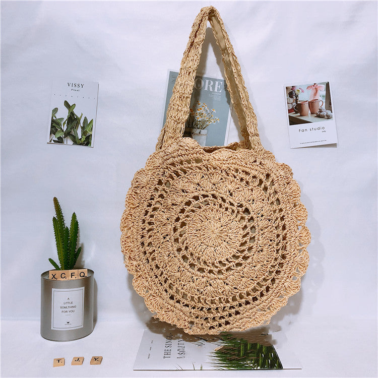 Handmade crochet straw knit woven summer bag for women from the summer collection
